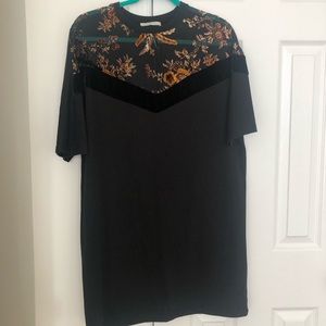 Black floral T-shirt dress